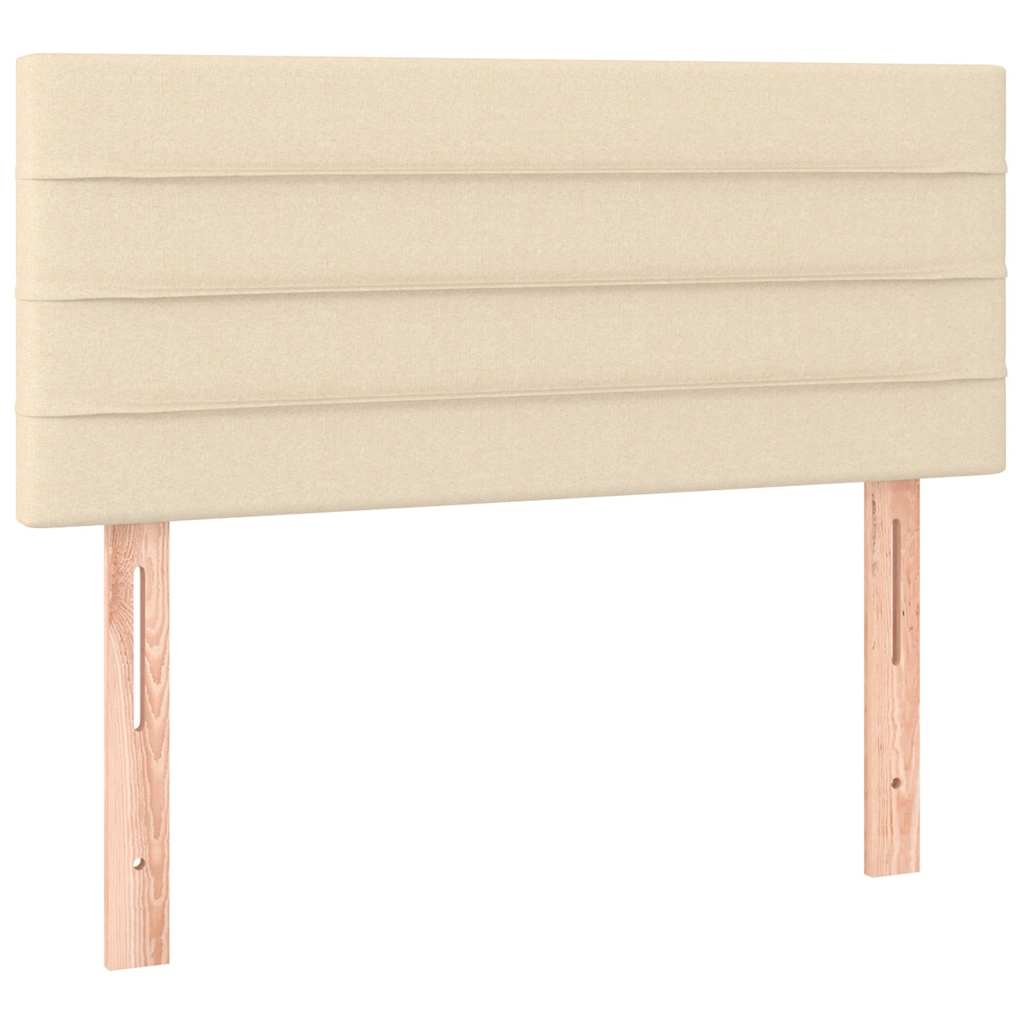 vidaXL Κρεβάτι Boxspring με Στρώμα & LED Κρεμ 120x190 εκ. Υφασμάτινο