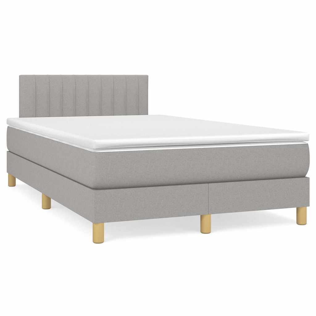 vidaXL Κρεβάτι Boxspring με Στρώμα & LED Αν.Γκρι 120x190εκ. Υφασμάτινο
