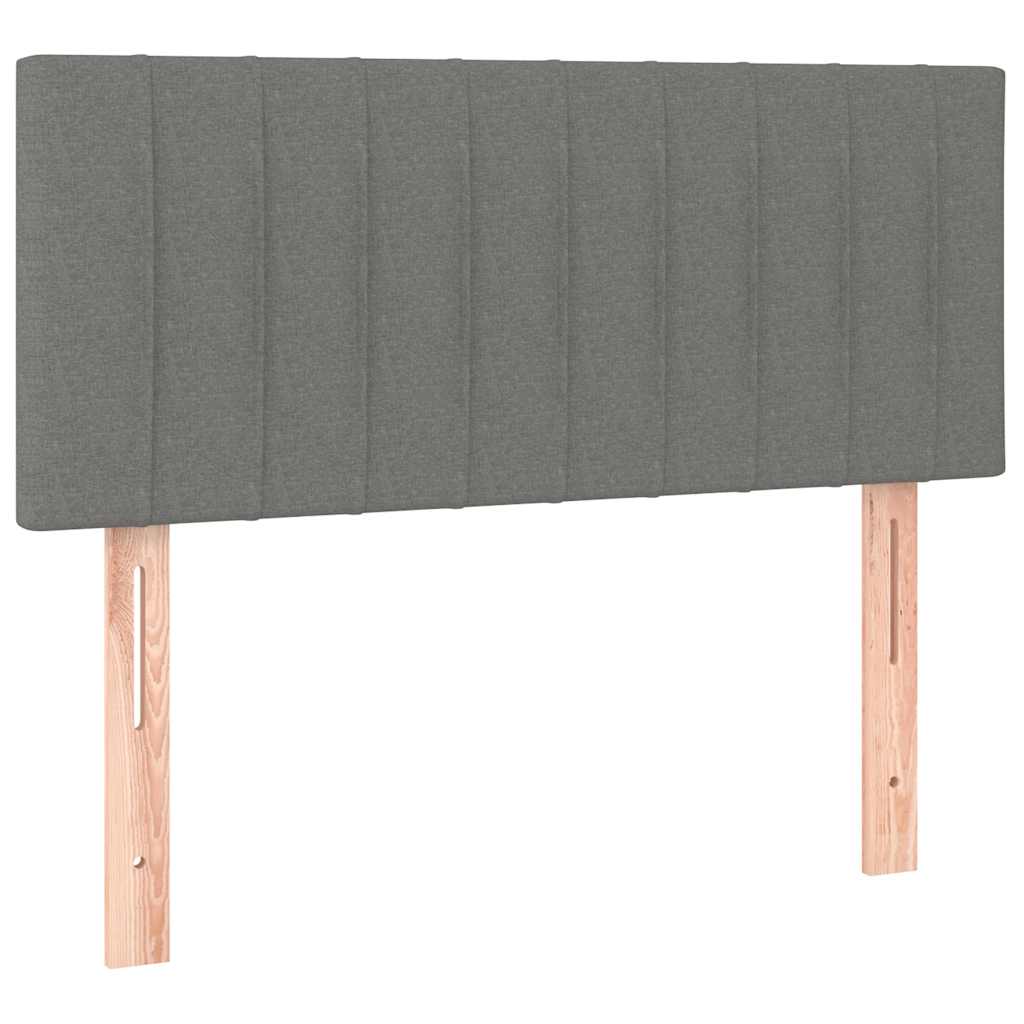 vidaXL Κρεβάτι Boxspring με Στρώμα & LED Σκ.Γκρι 120x190εκ. Υφασμάτινο
