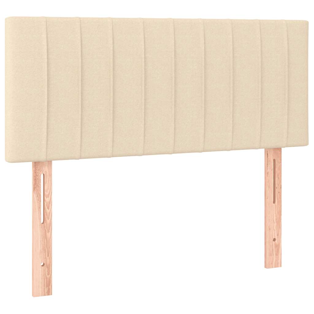 vidaXL Κρεβάτι Boxspring με Στρώμα & LED Κρεμ 120x190 εκ. Υφασμάτινο
