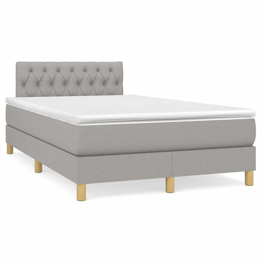 vidaXL Κρεβάτι Boxspring με Στρώμα & LED Αν.Γκρι 120x190εκ. Υφασμάτινο