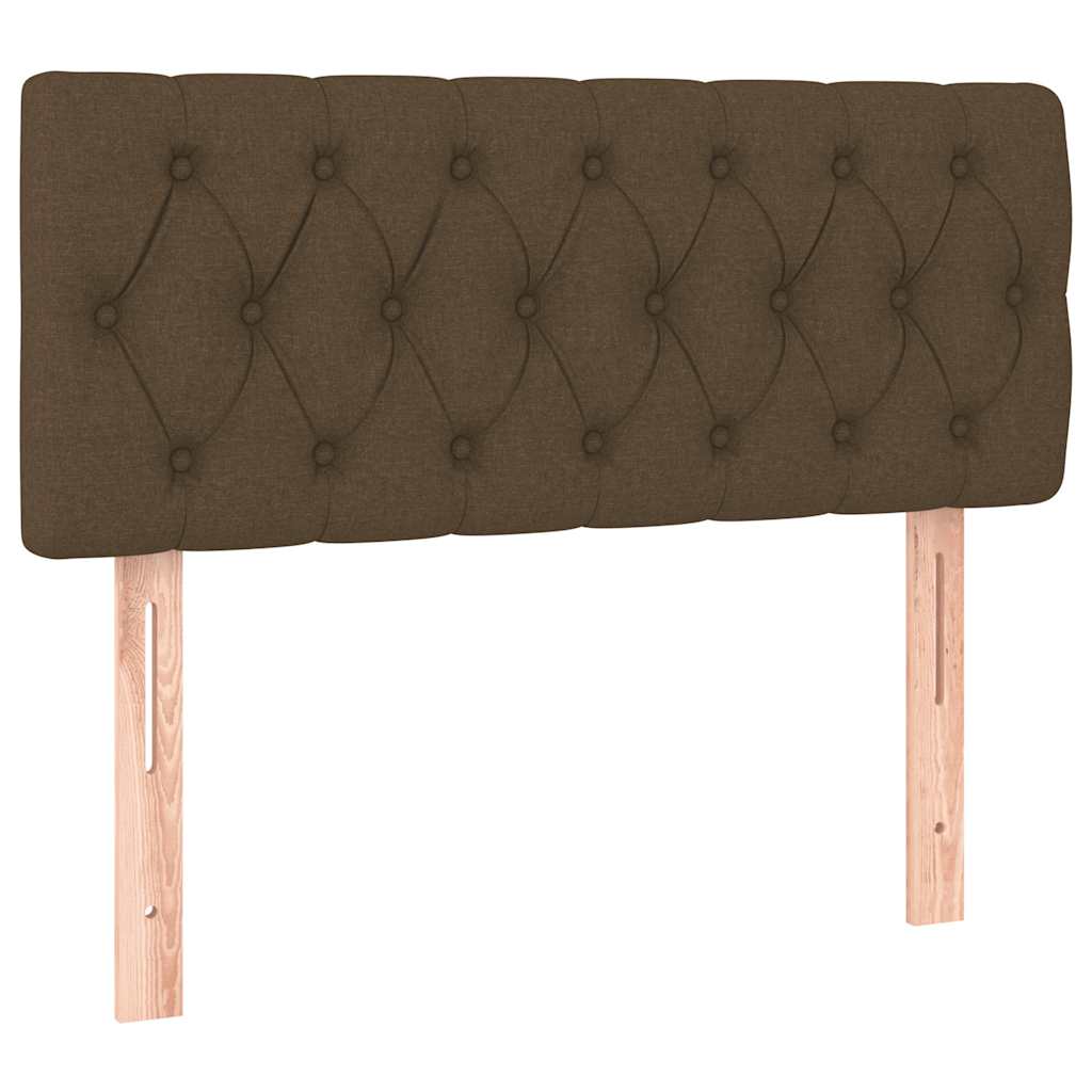 vidaXL Κρεβάτι Boxspring με Στρώμα & LED Σκ.Καφέ 120x190εκ. Υφασμάτινο