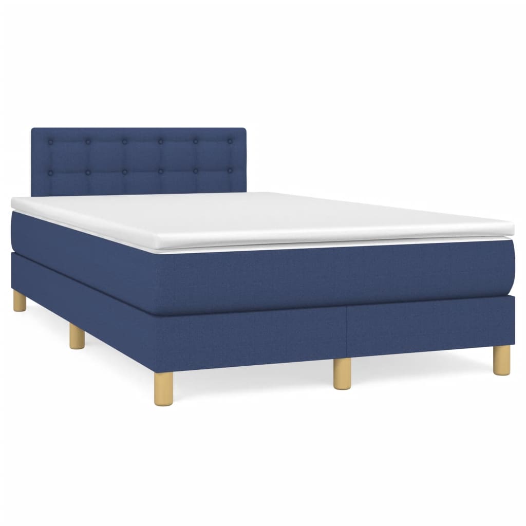 vidaXL Κρεβάτι Boxspring με Στρώμα & LED Μπλε 120x190εκ. Υφασμάτινο