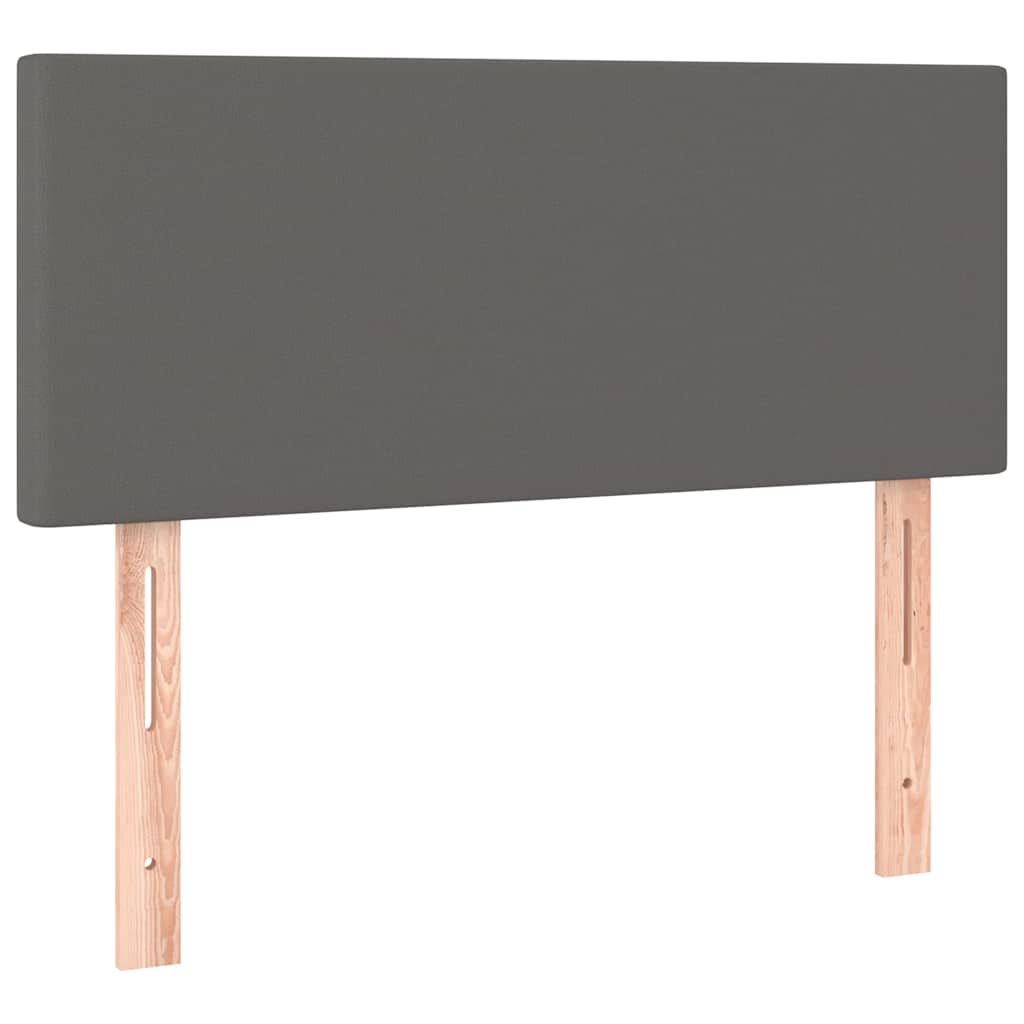 vidaXL Κρεβάτι Boxspring με Στρώμα & LED Γκρι 120x190 εκ. Συνθ. Δέρμα