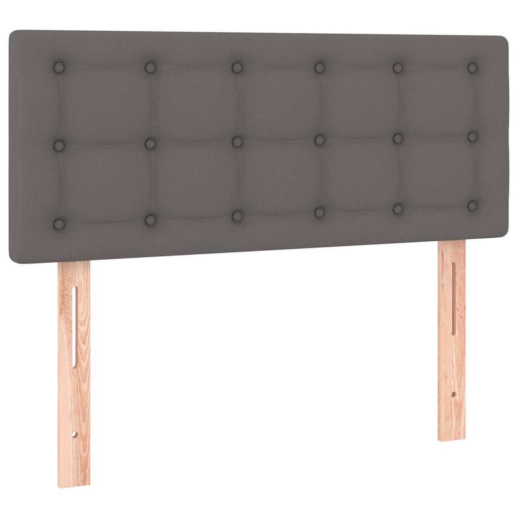 vidaXL Κρεβάτι Boxspring με Στρώμα & LED Γκρι 120x190 εκ. Συνθ. Δέρμα