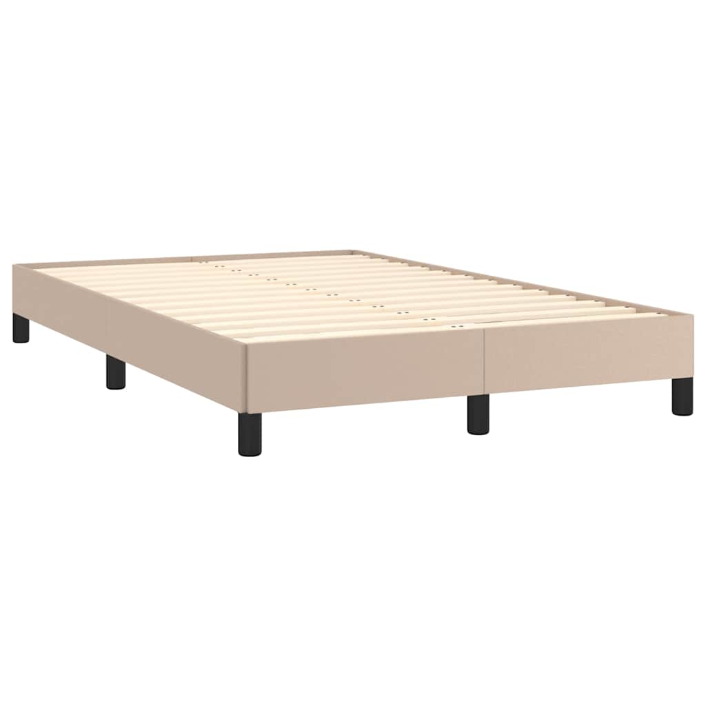 vidaXL Κρεβάτι Boxspring Στρώμα&LED Καπουτσίνο 120x190 εκ. Συνθ. Δέρμα