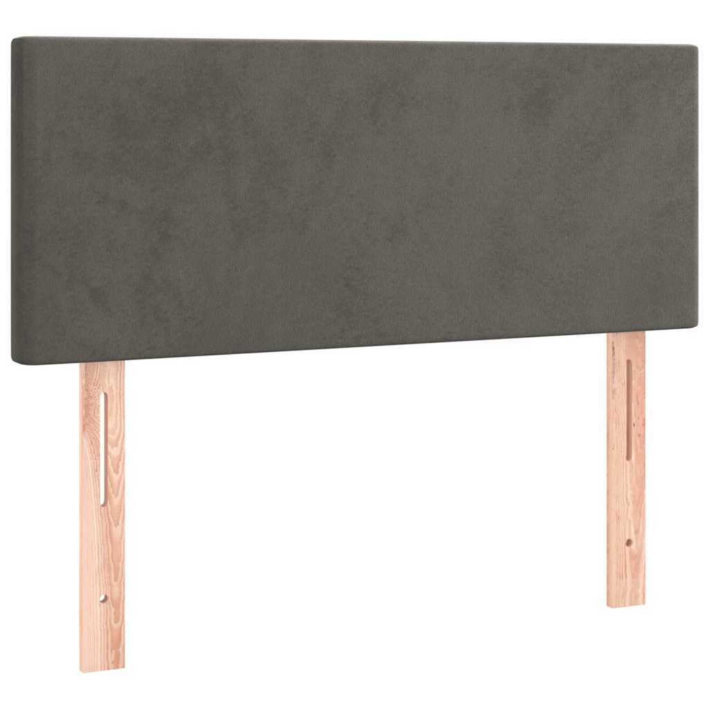 vidaXL Κρεβάτι Boxspring με Στρώμα & LED Σκ.Γκρι 120x190εκ. Βελούδινο