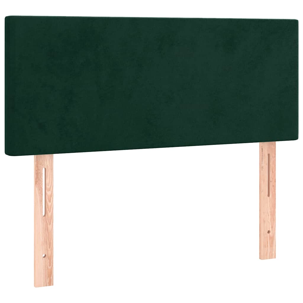 vidaXL Κρεβάτι Boxspring με Στρώμα & LED Σκ. Πράσινο 120x190εκ Βελούδο