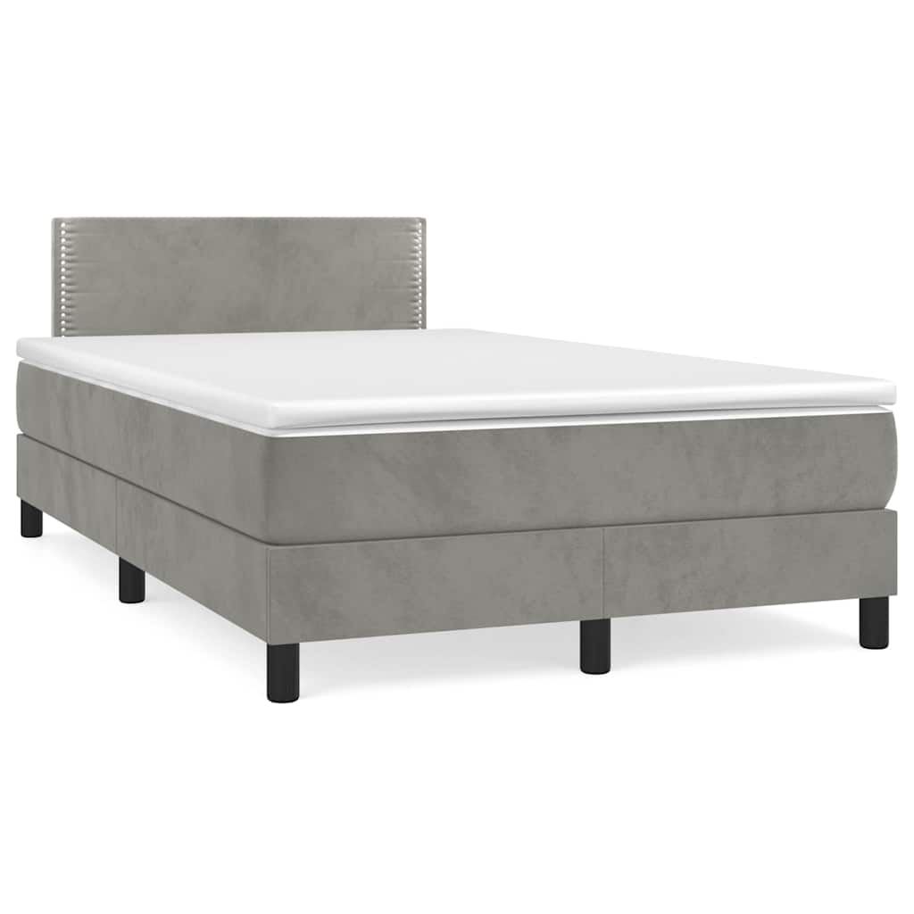 vidaXL Κρεβάτι Boxspring με Στρώμα & LED Αν.Γκρι 120x190εκ. Βελούδινο