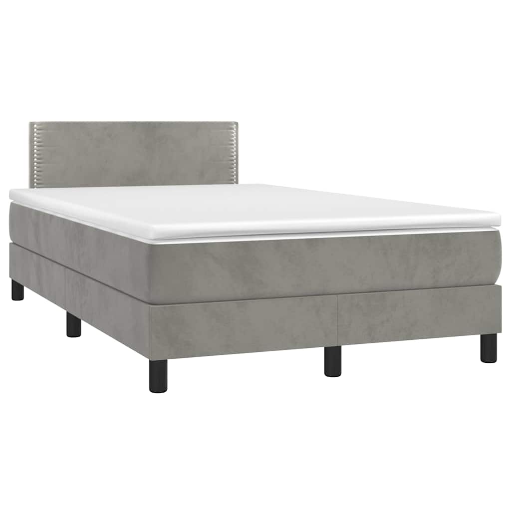 vidaXL Κρεβάτι Boxspring με Στρώμα & LED Αν.Γκρι 120x190εκ. Βελούδινο