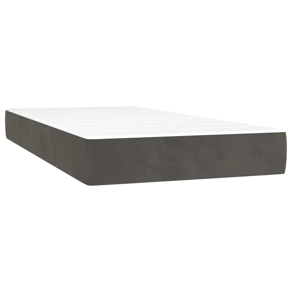 vidaXL Κρεβάτι Boxspring με Στρώμα & LED Σκ.Γκρι 120x190εκ. Βελούδινο