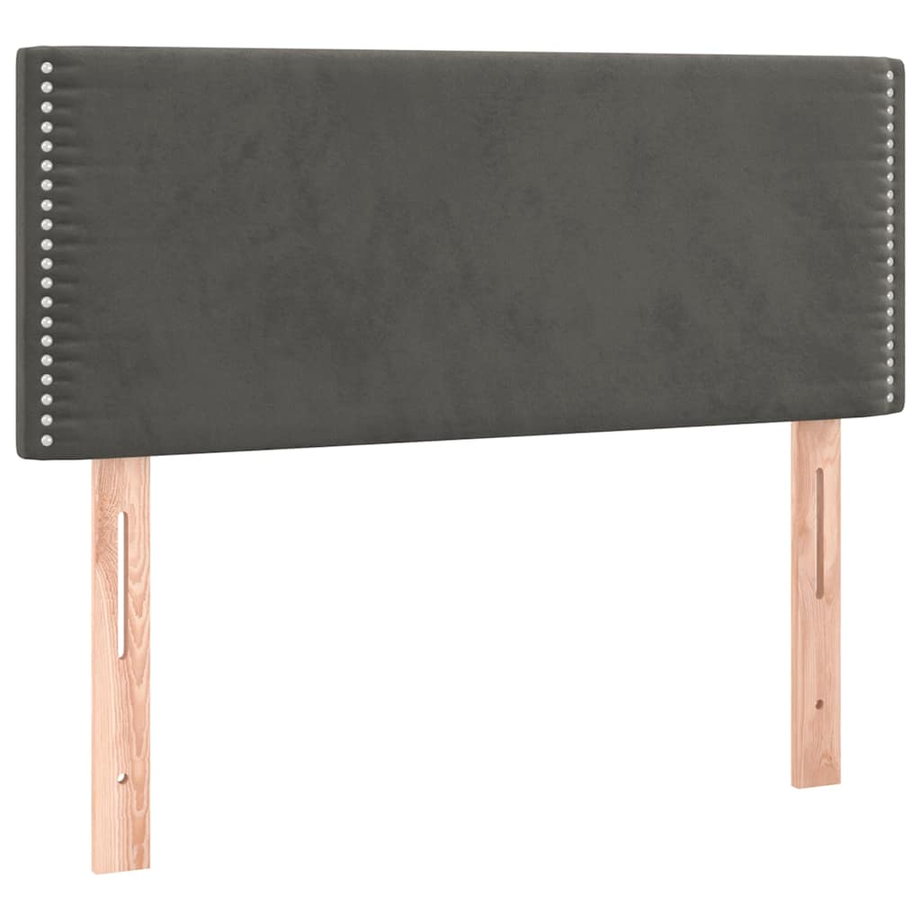 vidaXL Κρεβάτι Boxspring με Στρώμα & LED Σκ.Γκρι 120x190εκ. Βελούδινο