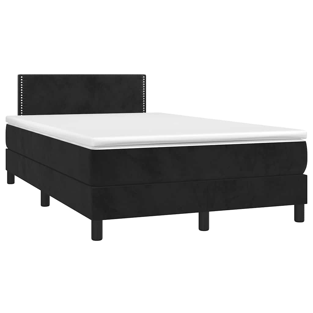 vidaXL Κρεβάτι Boxspring με Στρώμα & LED Μαύρο 120x190 εκ. Βελούδινο