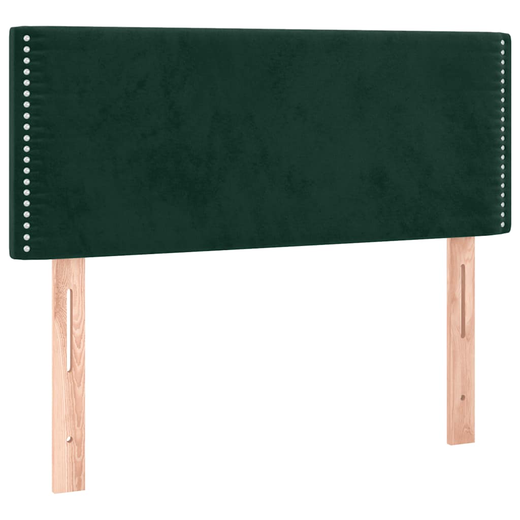 vidaXL Κρεβάτι Boxspring με Στρώμα & LED Σκ. Πράσινο 120x190εκ Βελούδο