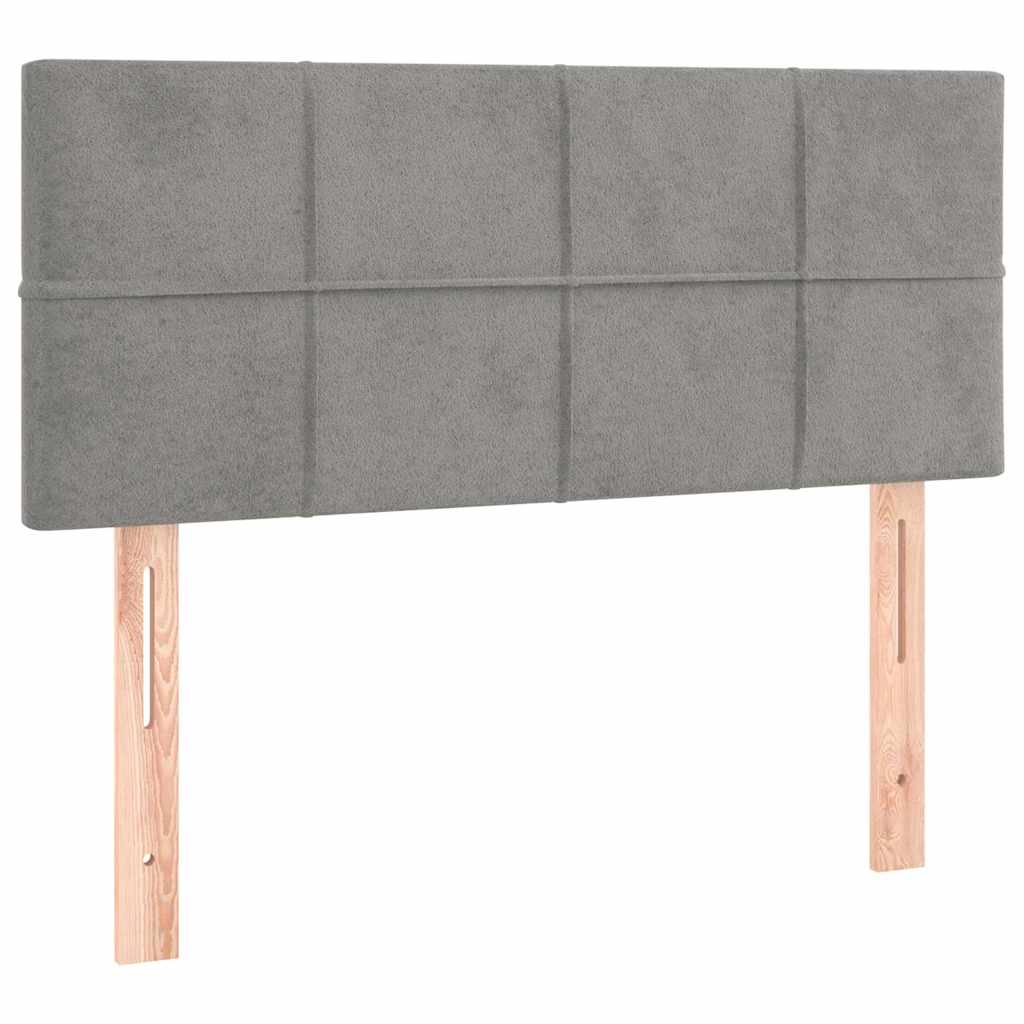 vidaXL Κρεβάτι Boxspring με Στρώμα & LED Αν.Γκρι 120x190εκ. Βελούδινο