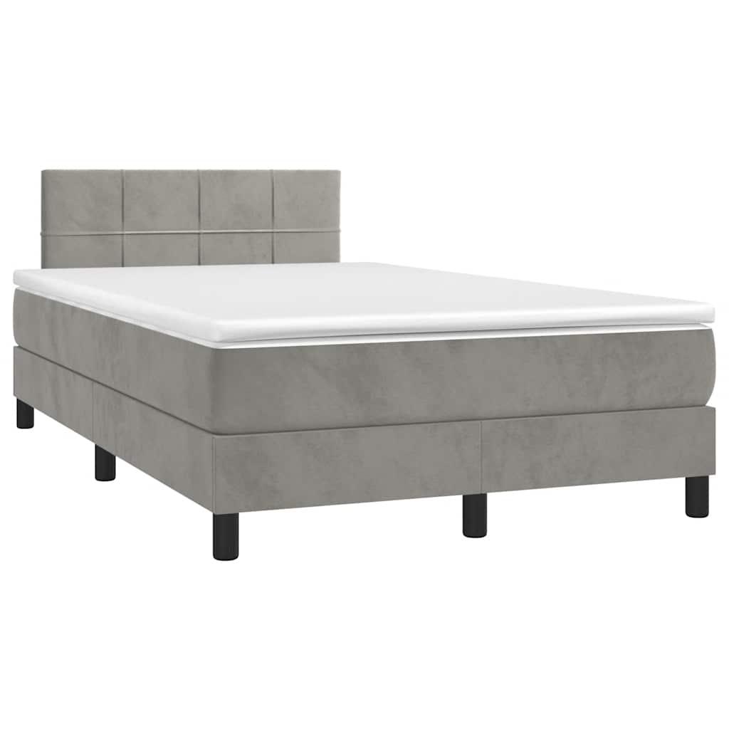 vidaXL Κρεβάτι Boxspring με Στρώμα & LED Αν.Γκρι 120x190εκ. Βελούδινο