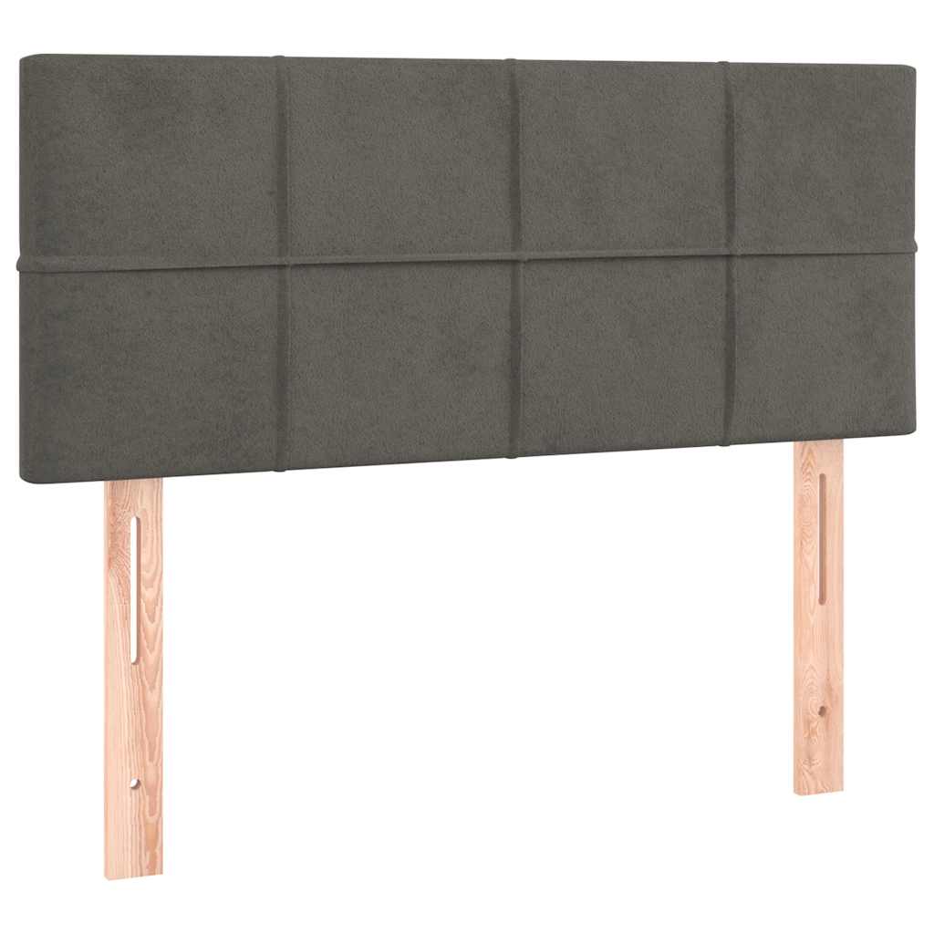 vidaXL Κρεβάτι Boxspring με Στρώμα & LED Σκ.Γκρι 120x190εκ. Βελούδινο