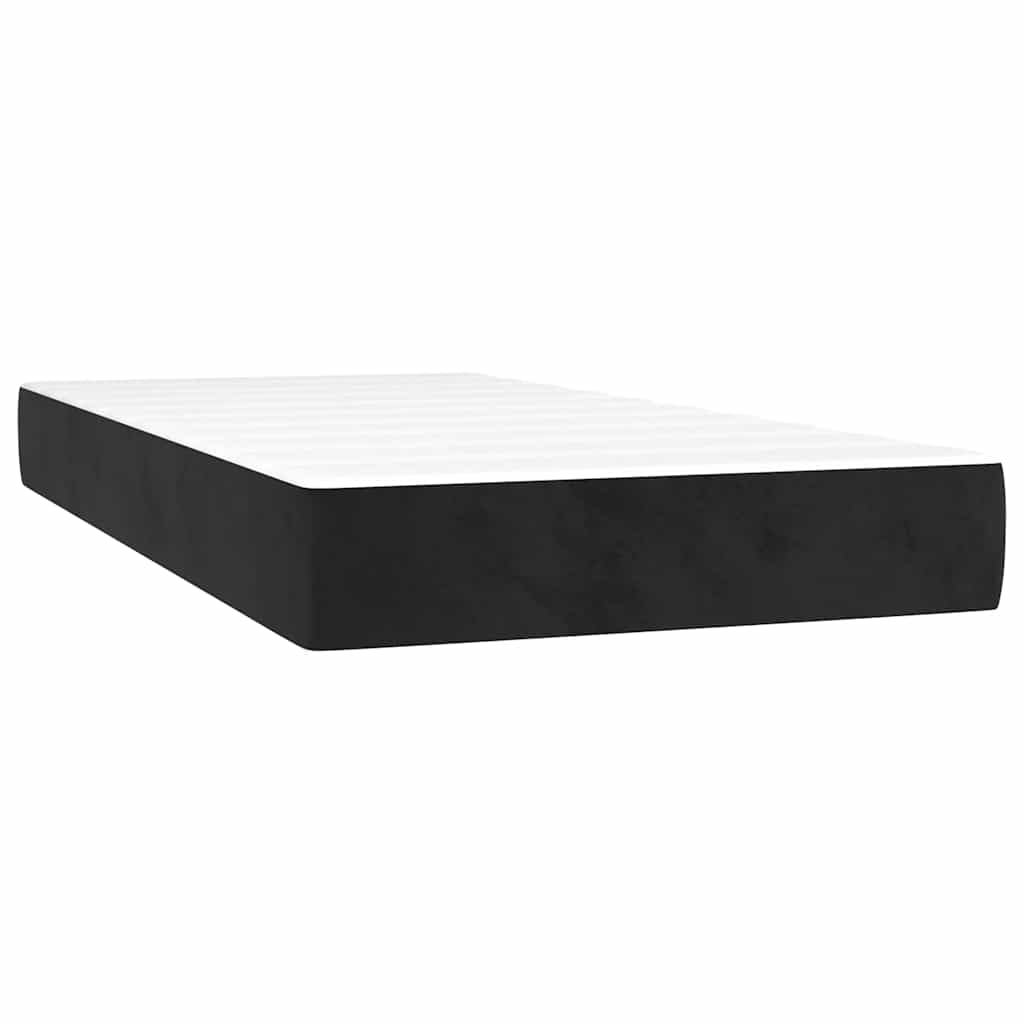 vidaXL Κρεβάτι Boxspring με Στρώμα & LED Μαύρο 120x190 εκ. Βελούδινο