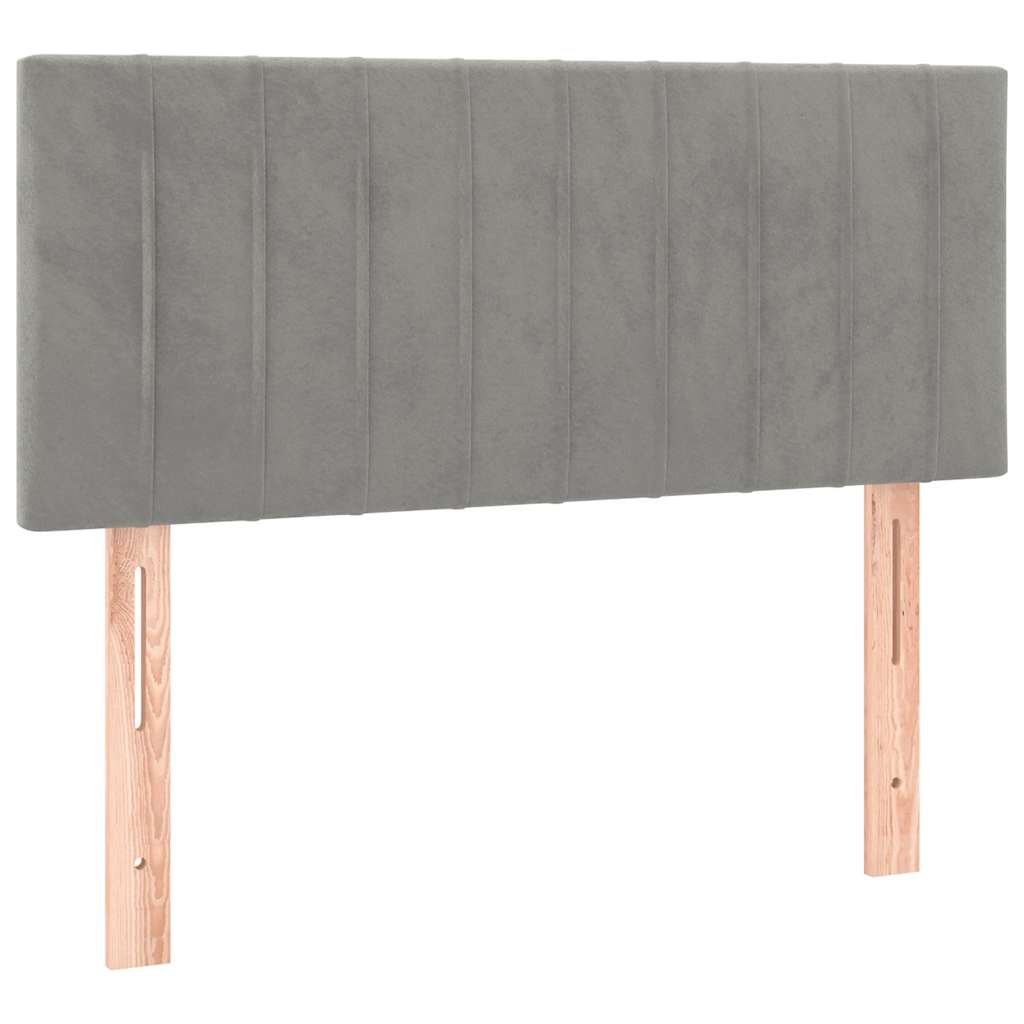 vidaXL Κρεβάτι Boxspring με Στρώμα & LED Αν.Γκρι 120x190εκ. Βελούδινο