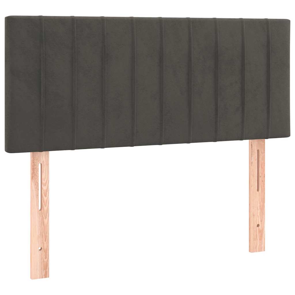 vidaXL Κρεβάτι Boxspring με Στρώμα & LED Σκ.Γκρι 120x190εκ. Βελούδινο