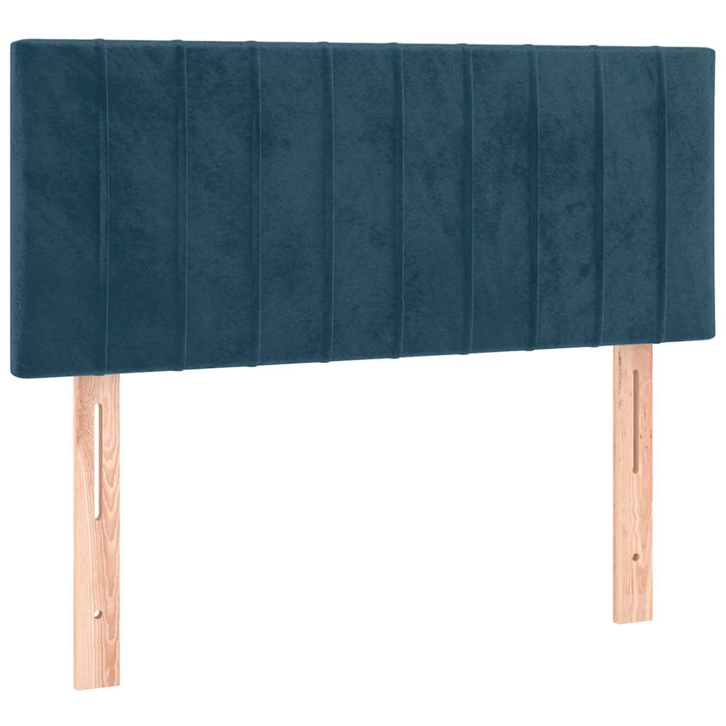 vidaXL Κρεβάτι Boxspring με Στρώμα & LED Σκ. Μπλε 120x190εκ. Βελούδινο