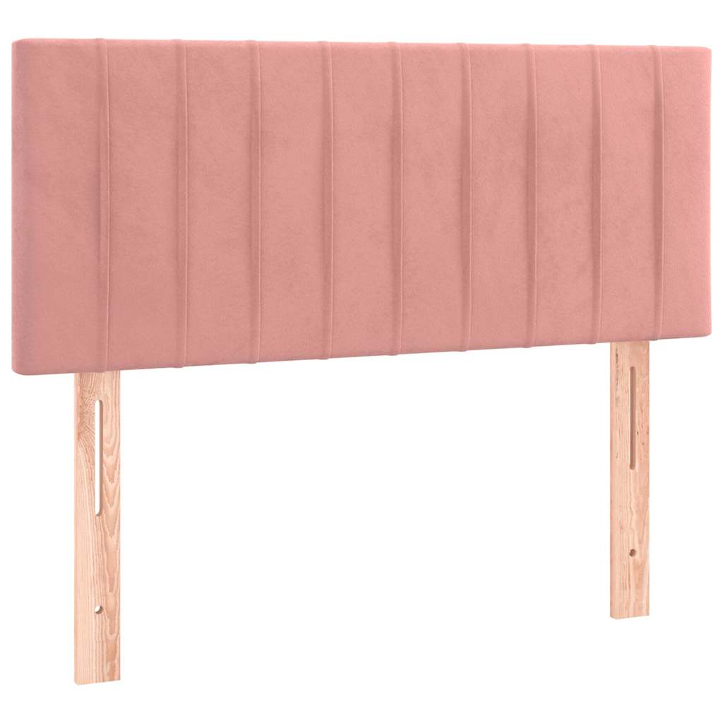 vidaXL Κρεβάτι Boxspring με Στρώμα & LED Ροζ 120x190 εκ. Βελούδινο