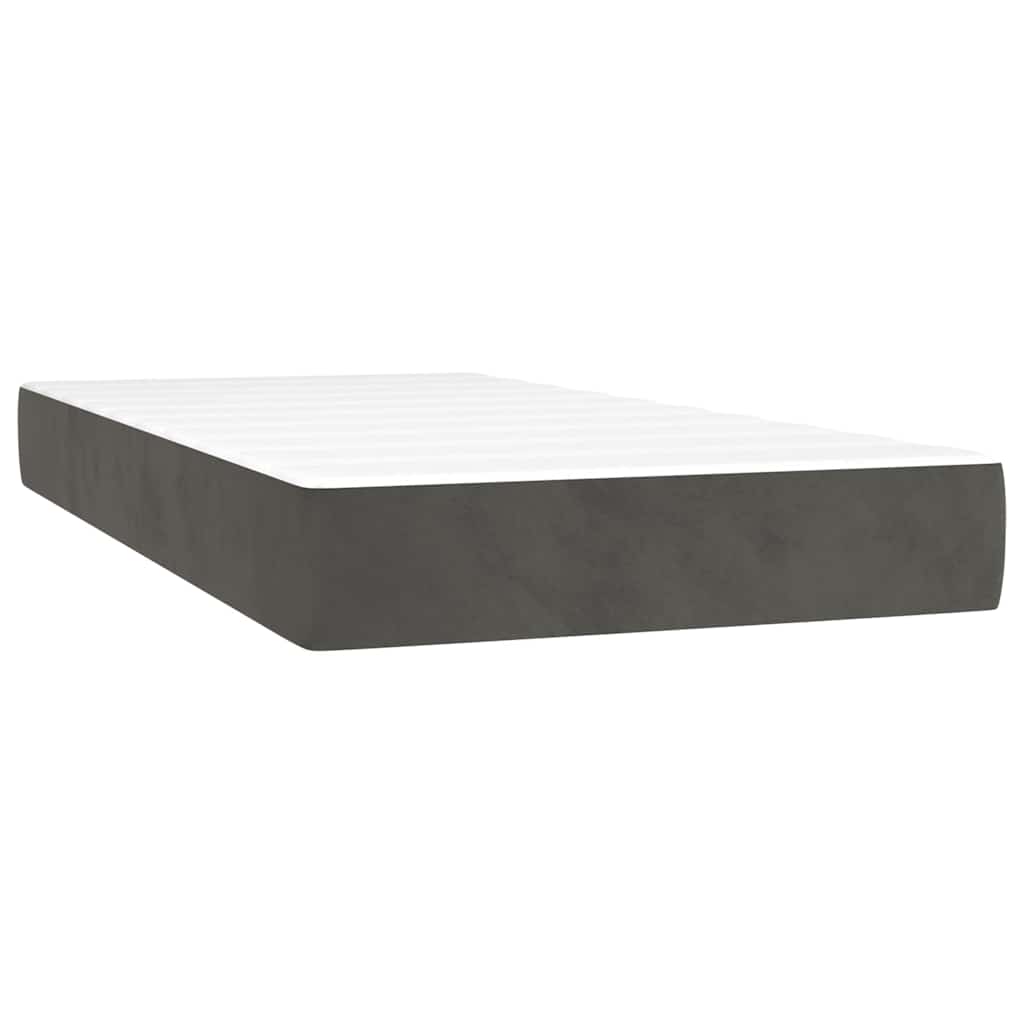 vidaXL Κρεβάτι Boxspring με Στρώμα & LED Σκ.Γκρι 120x190εκ. Βελούδινο