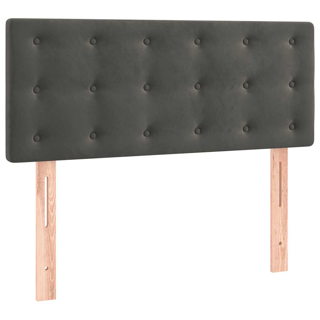 vidaXL Κρεβάτι Boxspring με Στρώμα & LED Σκ.Γκρι 120x190εκ. Βελούδινο