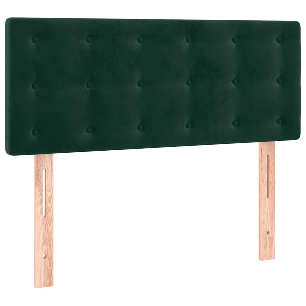 vidaXL Κρεβάτι Boxspring με Στρώμα & LED Σκ. Πράσινο 120x190εκ Βελούδο