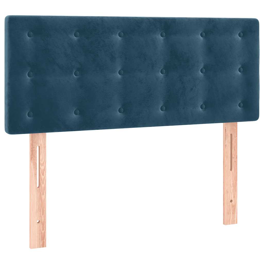 vidaXL Κρεβάτι Boxspring με Στρώμα & LED Σκ. Μπλε 120x190εκ. Βελούδινο