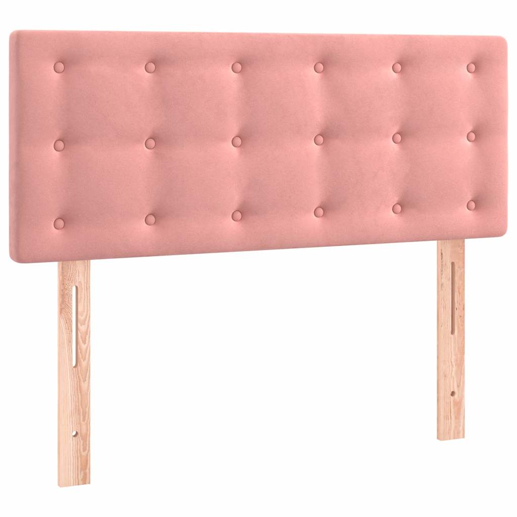 vidaXL Κρεβάτι Boxspring με Στρώμα & LED Ροζ 120x190 εκ. Βελούδινο