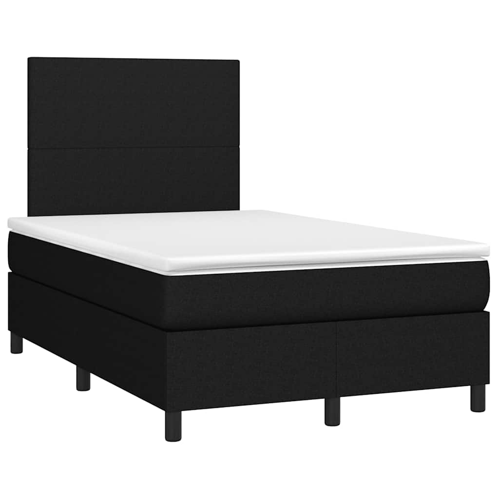 vidaXL Κρεβάτι Boxspring με Στρώμα & LED Μαύρο 120x190 εκ. Υφασμάτινο