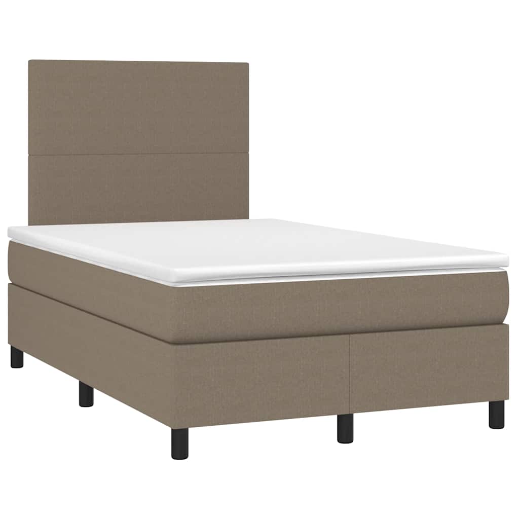 vidaXL Κρεβάτι Boxspring με Στρώμα & LED Taupe 120x190 εκ. Υφασμάτινο