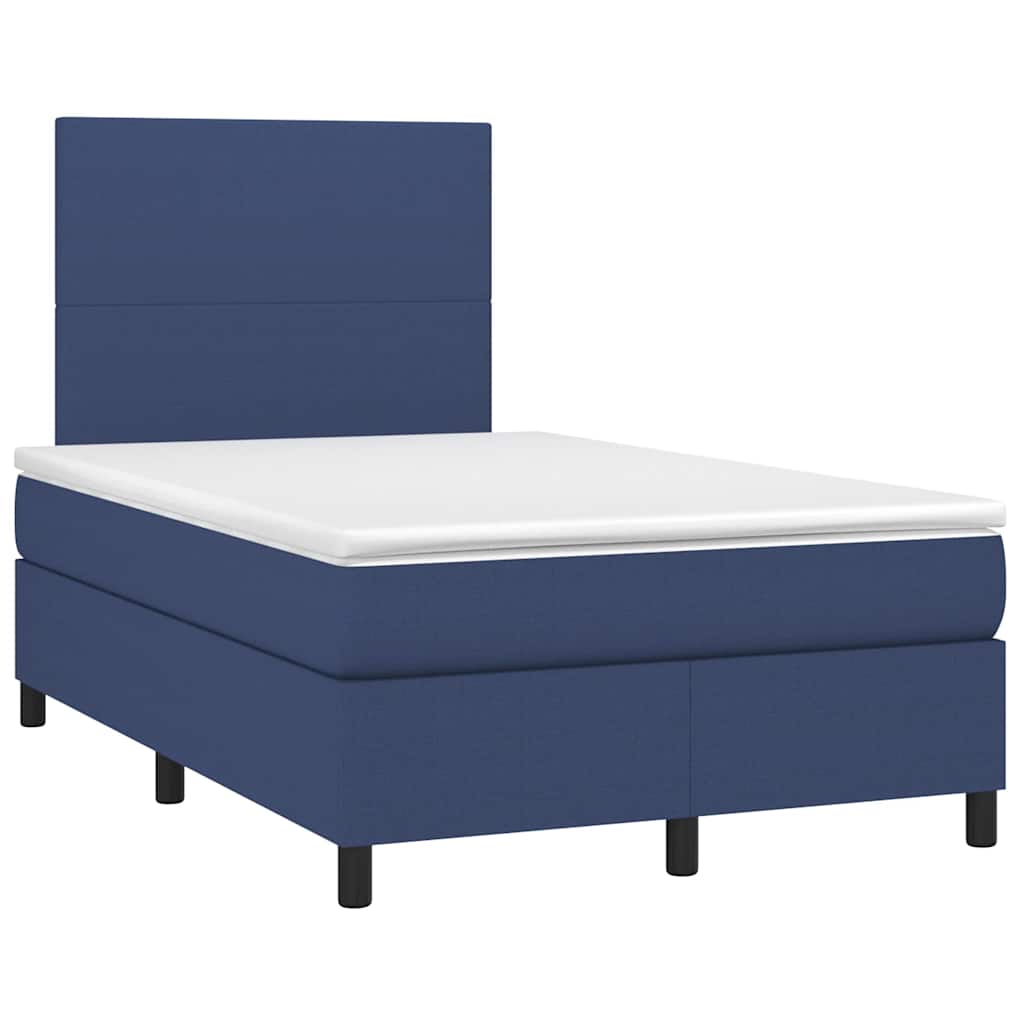 vidaXL Κρεβάτι Boxspring με Στρώμα & LED Μπλε 120x190εκ. Υφασμάτινο