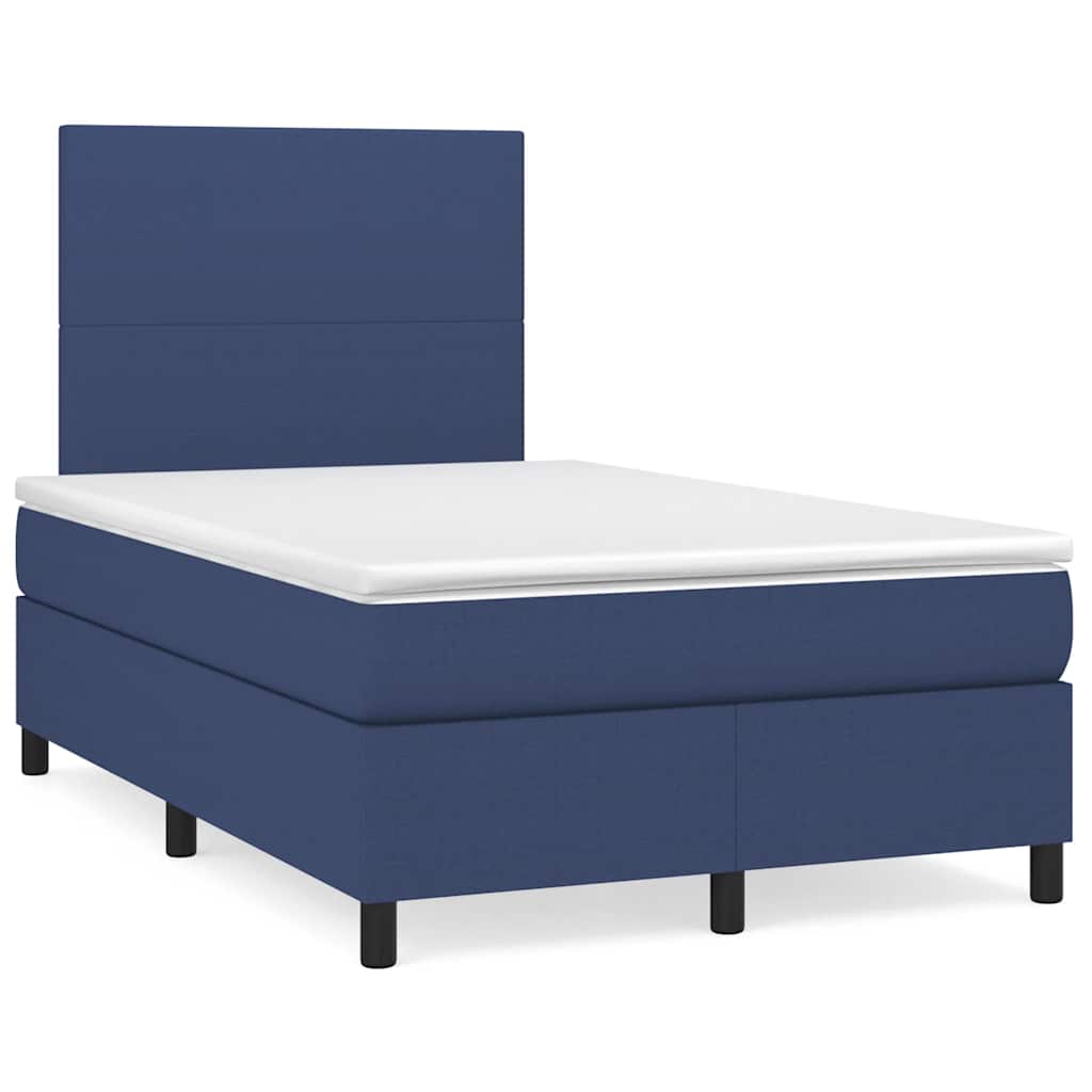 vidaXL Κρεβάτι Boxspring με Στρώμα & LED Μπλε 120x190εκ. Υφασμάτινο