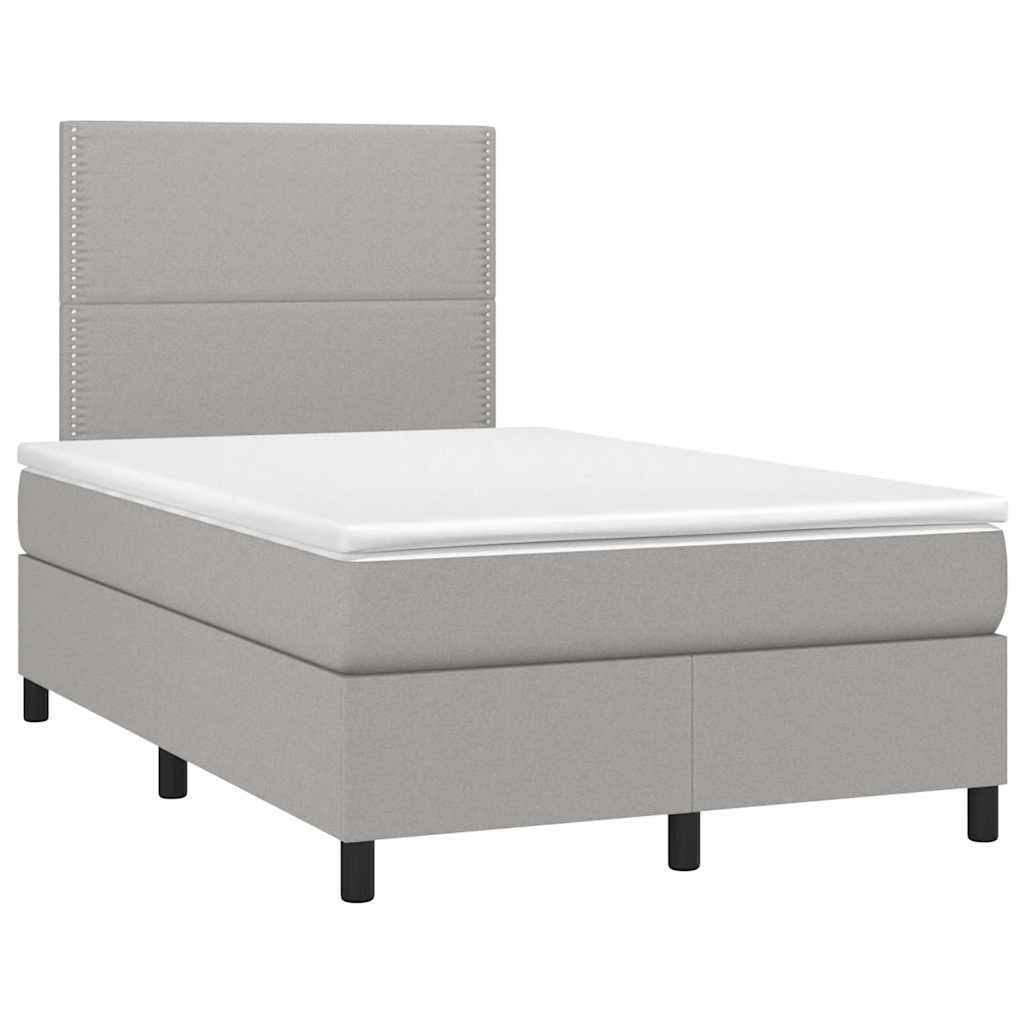 vidaXL Κρεβάτι Boxspring με Στρώμα & LED Αν.Γκρι 120x190εκ. Υφασμάτινο