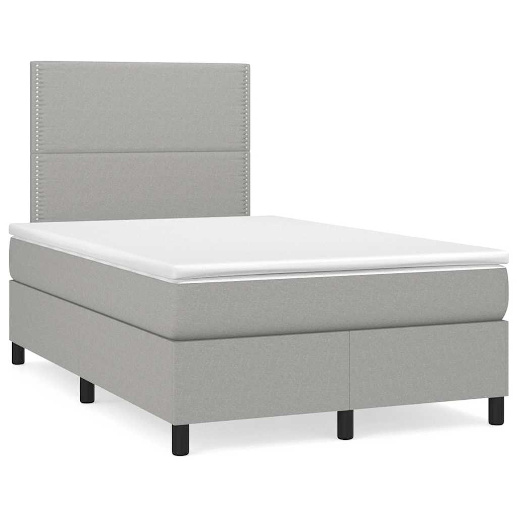 vidaXL Κρεβάτι Boxspring με Στρώμα & LED Αν.Γκρι 120x190εκ. Υφασμάτινο