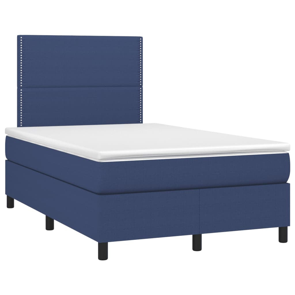 vidaXL Κρεβάτι Boxspring με Στρώμα & LED Μπλε 120x190εκ. Υφασμάτινο