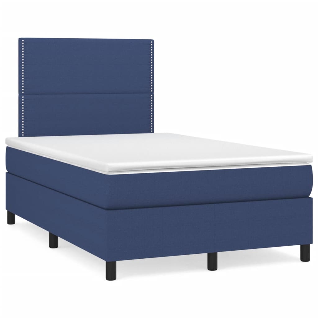 vidaXL Κρεβάτι Boxspring με Στρώμα & LED Μπλε 120x190εκ. Υφασμάτινο