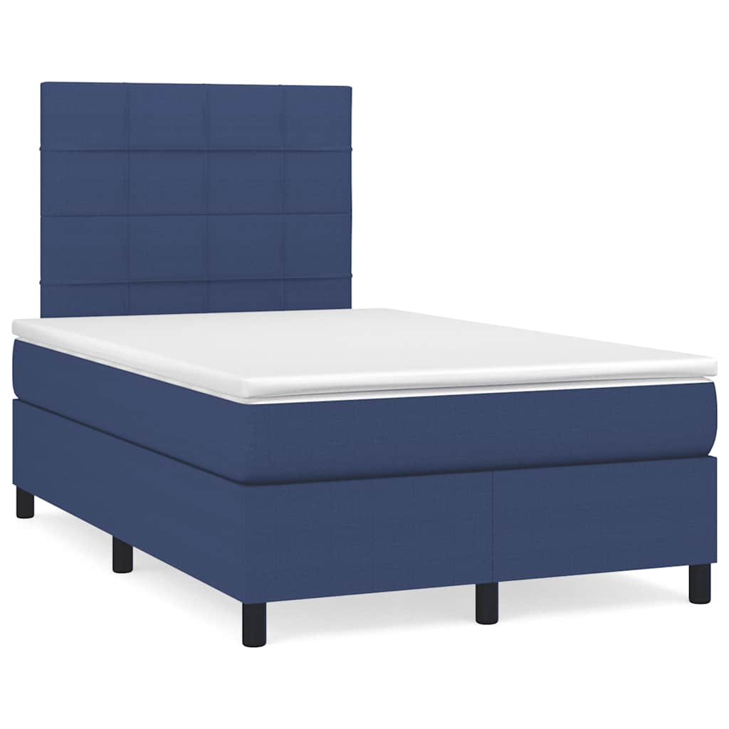 vidaXL Κρεβάτι Boxspring με Στρώμα & LED Μπλε 120x190εκ. Υφασμάτινο