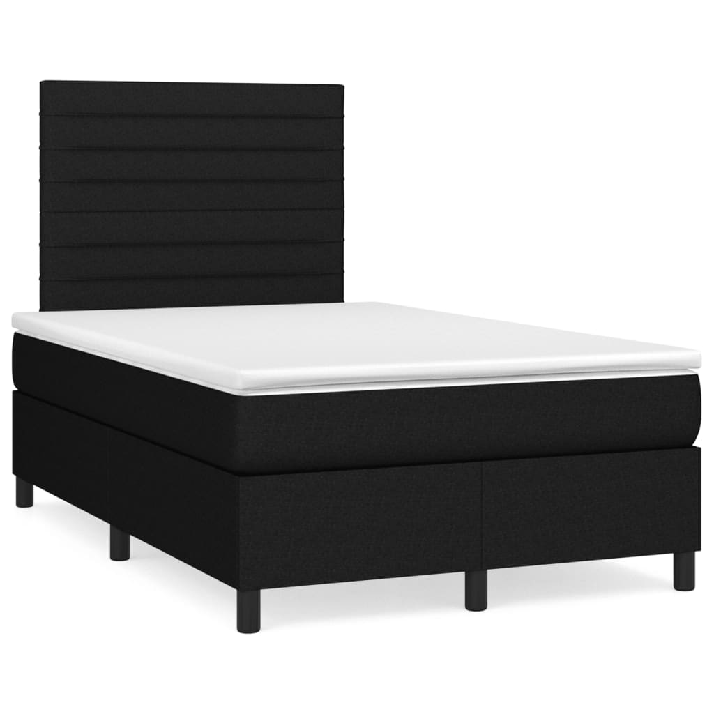 vidaXL Κρεβάτι Boxspring με Στρώμα & LED Μαύρο 120x190 εκ. Υφασμάτινο