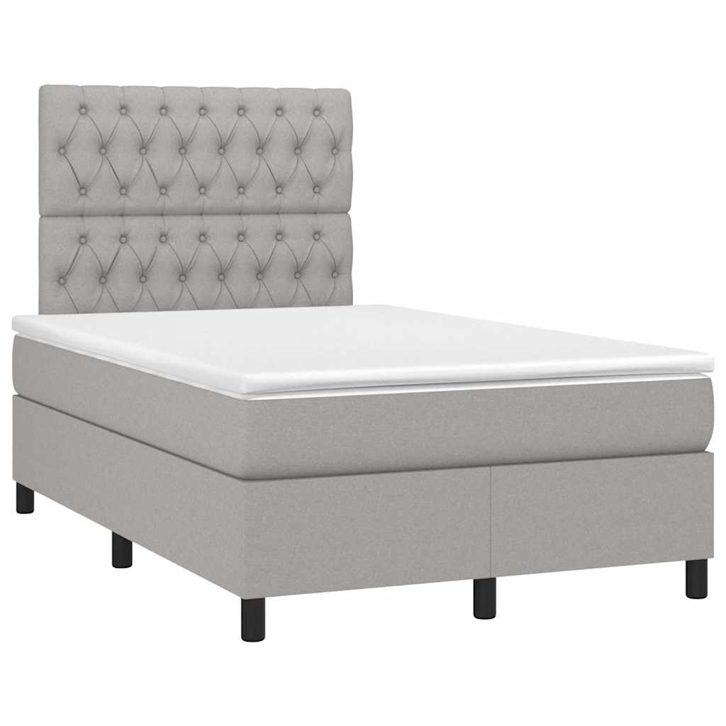vidaXL Κρεβάτι Boxspring με Στρώμα & LED Αν.Γκρι 120x190εκ. Υφασμάτινο