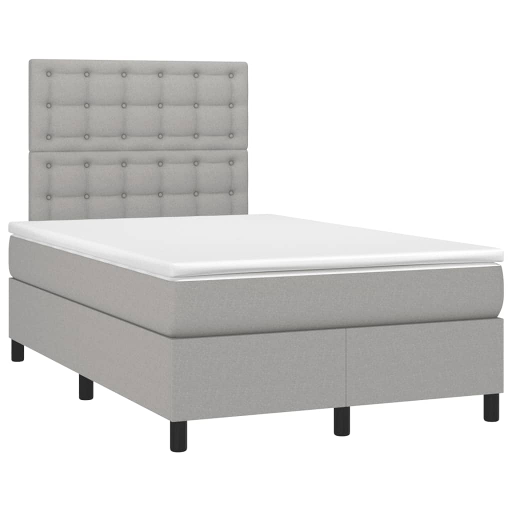 vidaXL Κρεβάτι Boxspring με Στρώμα & LED Αν.Γκρι 120x190εκ. Υφασμάτινο