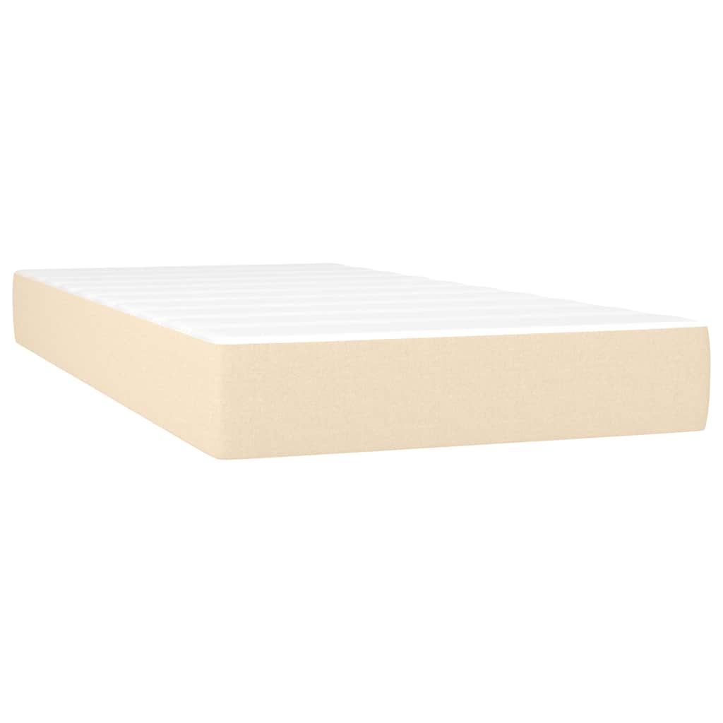 vidaXL Κρεβάτι Boxspring με Στρώμα & LED Κρεμ 120x190 εκ. Υφασμάτινο