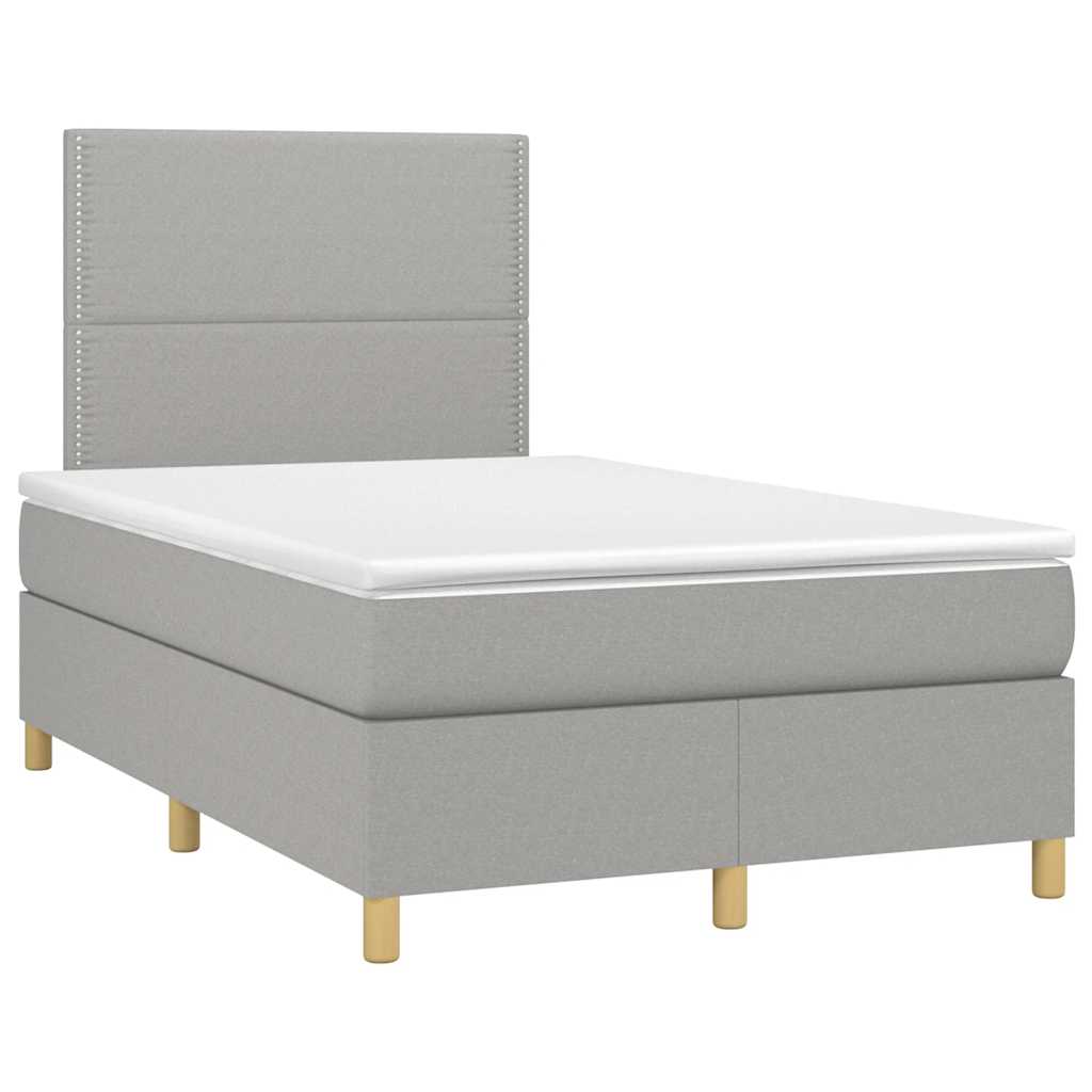 vidaXL Κρεβάτι Boxspring με Στρώμα & LED Αν.Γκρι 120x190εκ. Υφασμάτινο