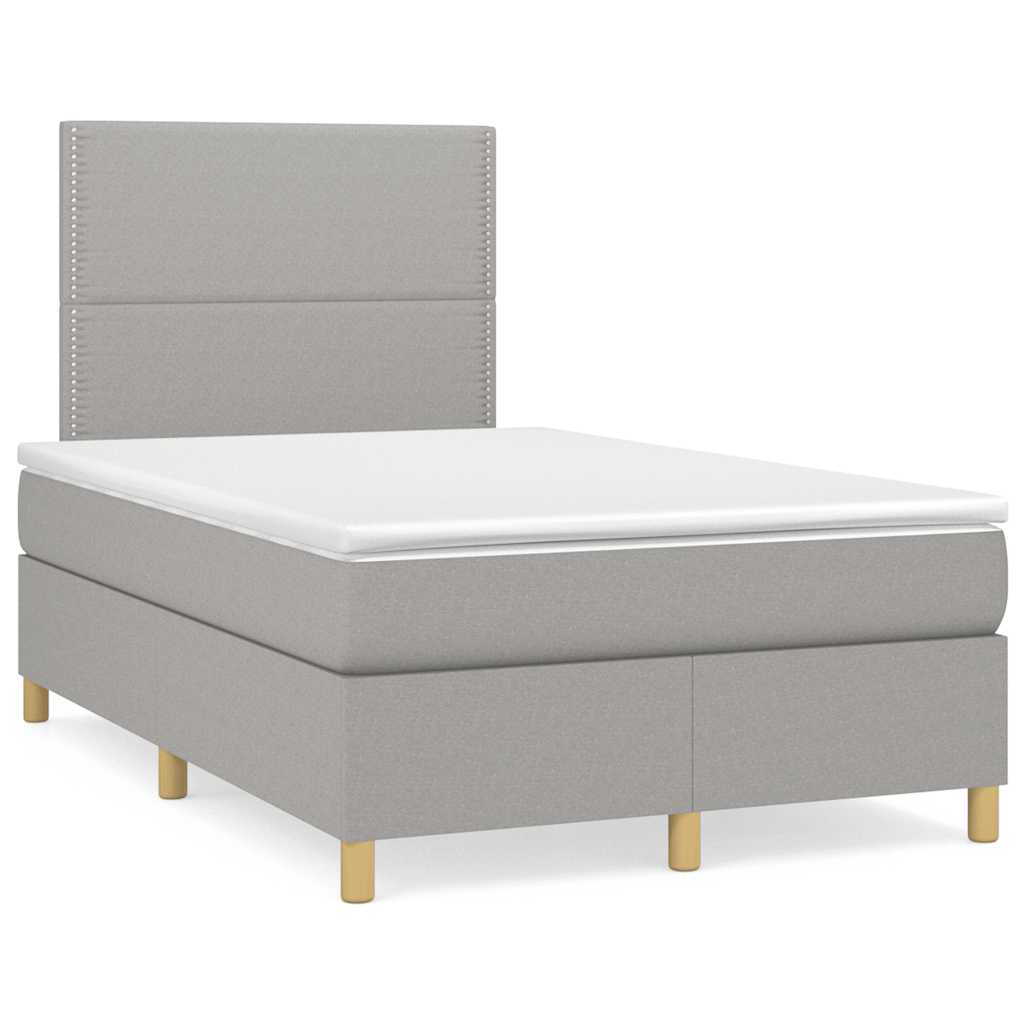 vidaXL Κρεβάτι Boxspring με Στρώμα & LED Αν.Γκρι 120x190εκ. Υφασμάτινο