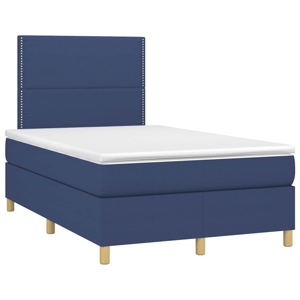 vidaXL Κρεβάτι Boxspring με Στρώμα & LED Μπλε 120x190εκ. Υφασμάτινο
