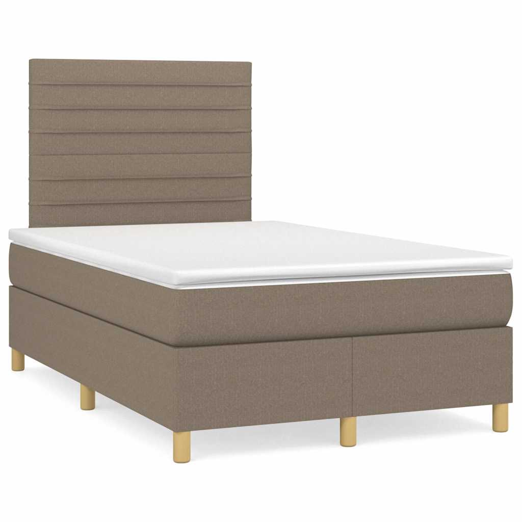 vidaXL Κρεβάτι Boxspring με Στρώμα & LED Taupe 120x190 εκ. Υφασμάτινο