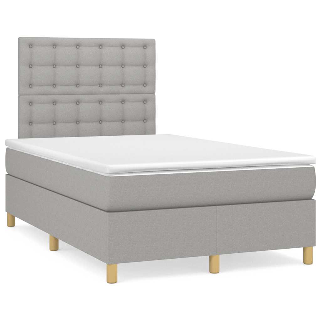 vidaXL Κρεβάτι Boxspring με Στρώμα & LED Αν.Γκρι 120x190εκ. Υφασμάτινο