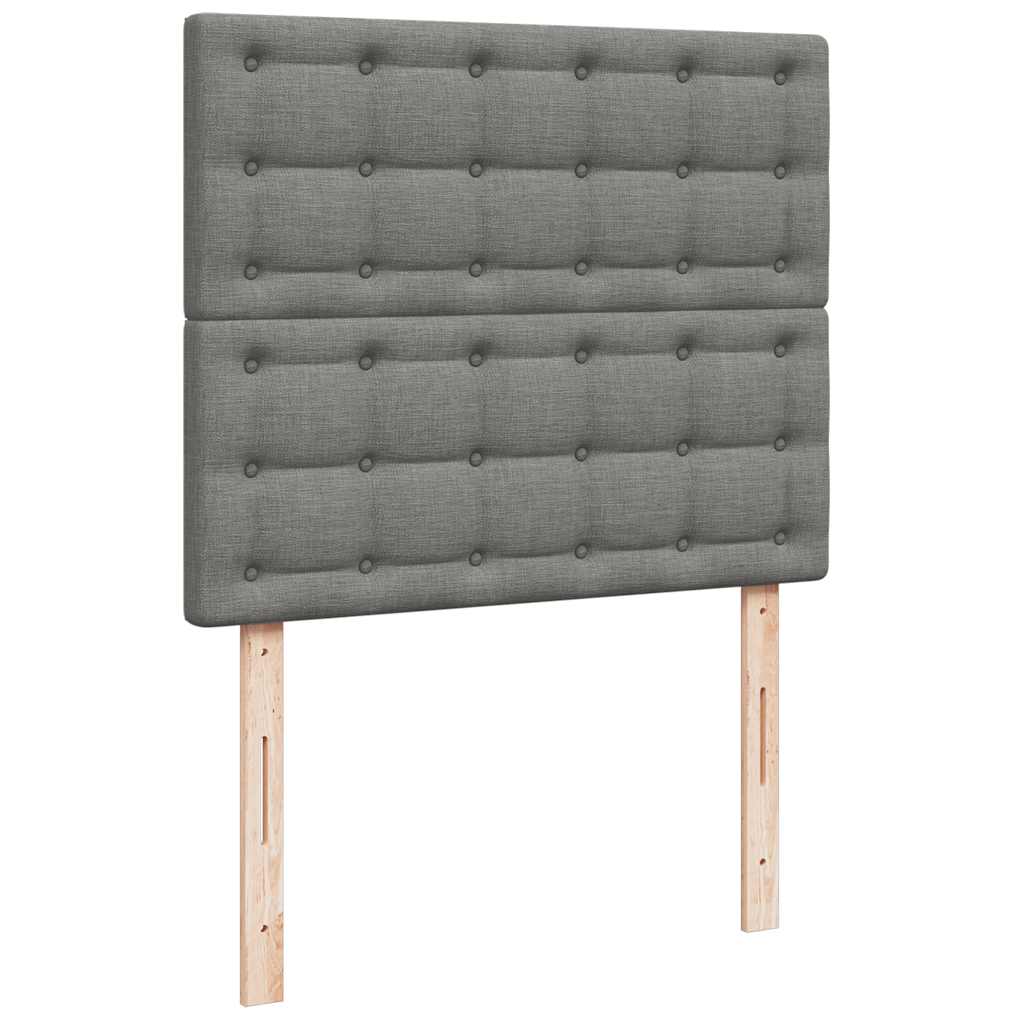 vidaXL Κρεβάτι Boxspring με Στρώμα & LED Σκ.Γκρι 120x190εκ. Υφασμάτινο